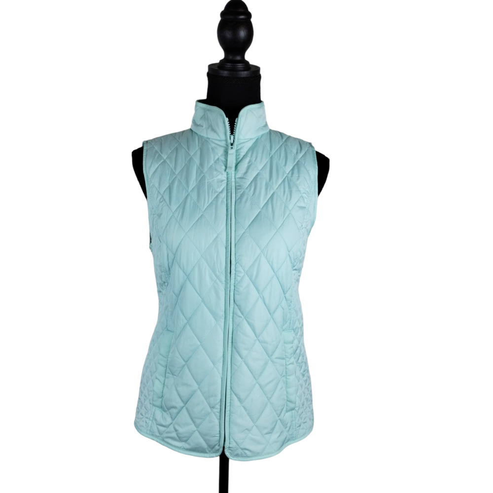 Talbots Quilted Lightweight Puffer Vest, Mint Green, Size XS